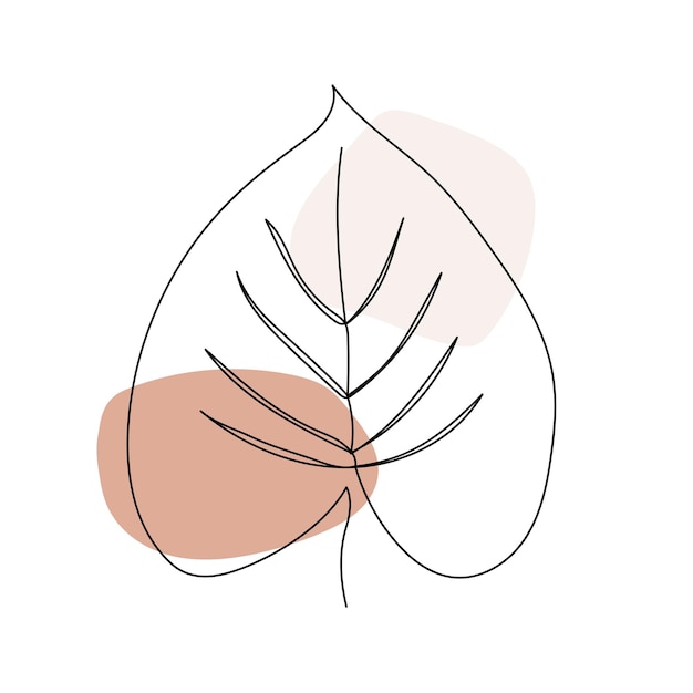 Plant leaves line art. contour drawing. minimalism art.