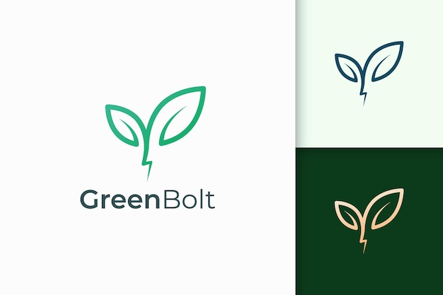 Plant and lightning logo in simple and modern shape