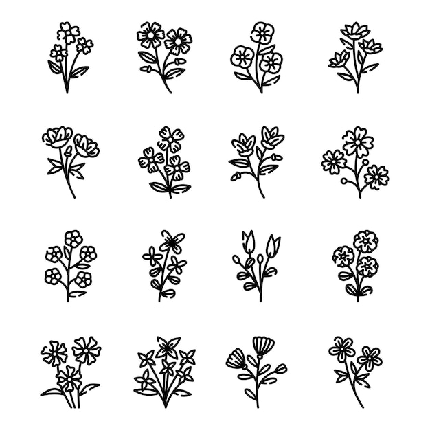 plant line icon vector set