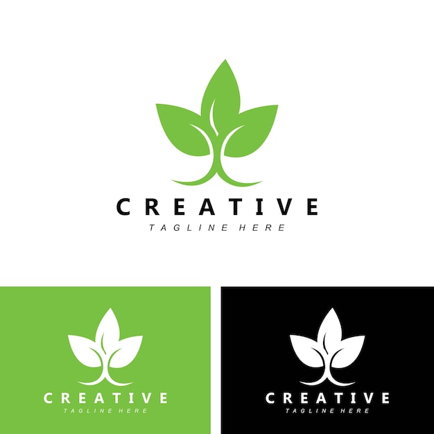 Pianta e logo design semplice minimalista concetto naturale decorazione verde