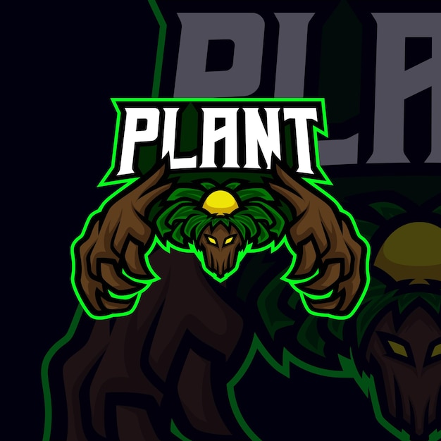 Plant masscot logo esport premium vector