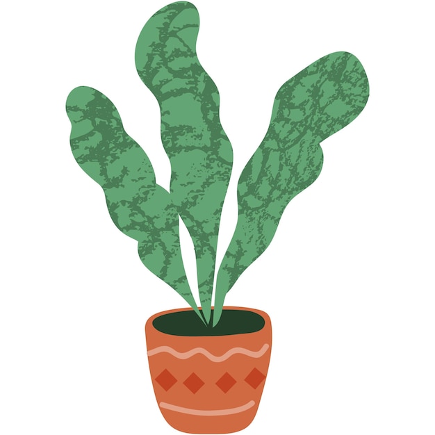 Plant met groene bladeren in pot vectorillustratie