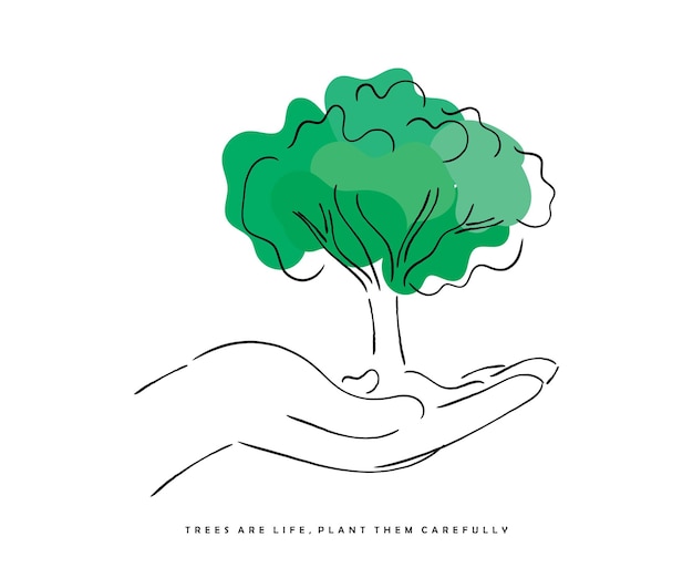 Plant more trees. Save your planet. Eco label hand drawn. Vector. 25369886  Vector Art at Vecteezy