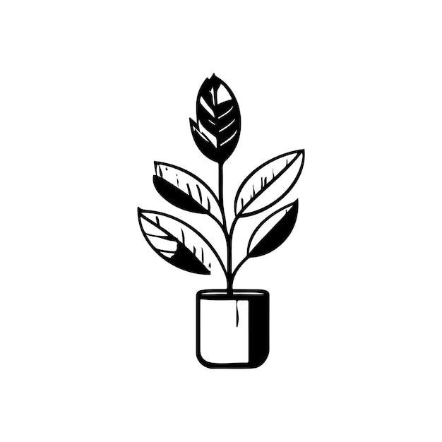 Plant pot Icon hand draw black colour agriculture logo vector element and symbol perfect