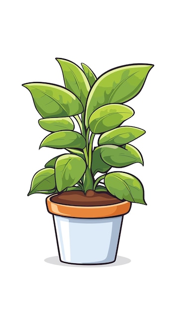 Vector plant in pot sticker drawing cartoon artwork vector