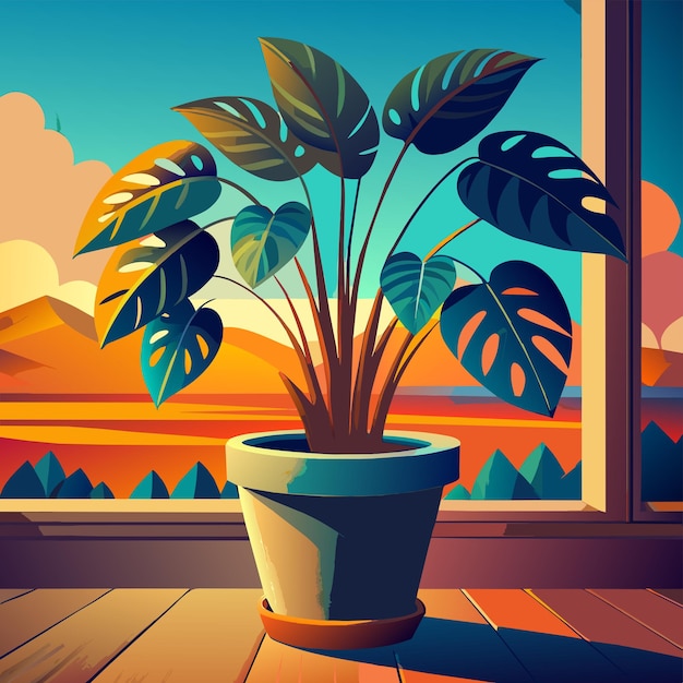 A plant in a pot vector illustration