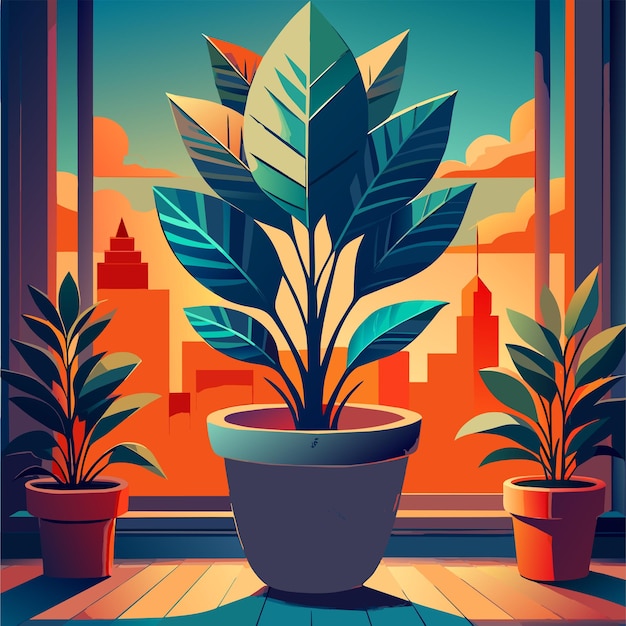 A plant in a pot vector illustration