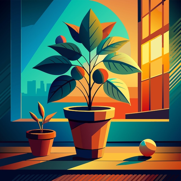 A plant in a pot vector illustration