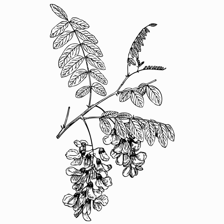 Vector plant robinia pseudoacacia (zwarte sprinkhaan)