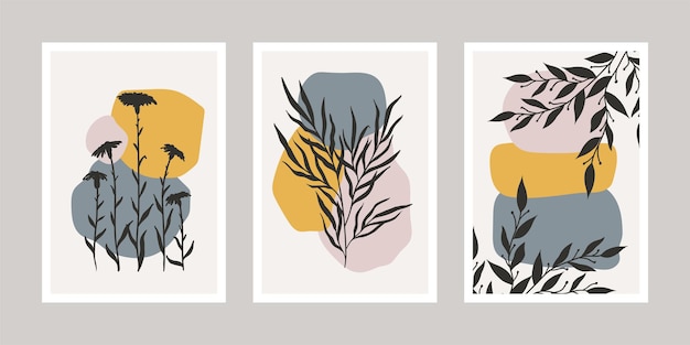 Vector plant silhouetten minimalistische posters