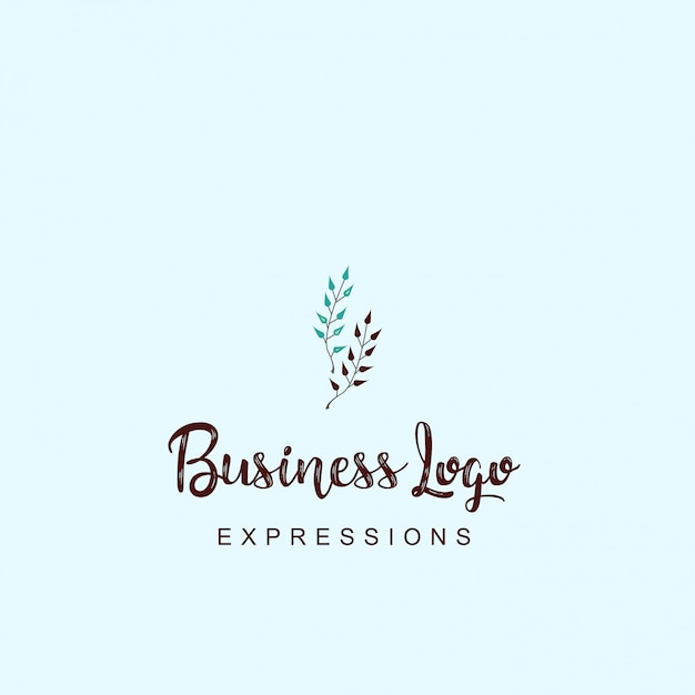 Plant stem logo with typography and light background vector 