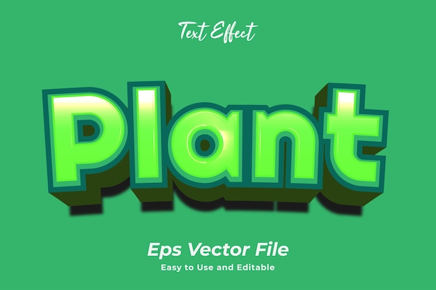 Текстовый эффект растения Редактируемый и простой в использовании Premium векторы