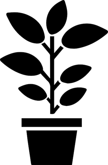 Векторная икона растения черного цвета 3