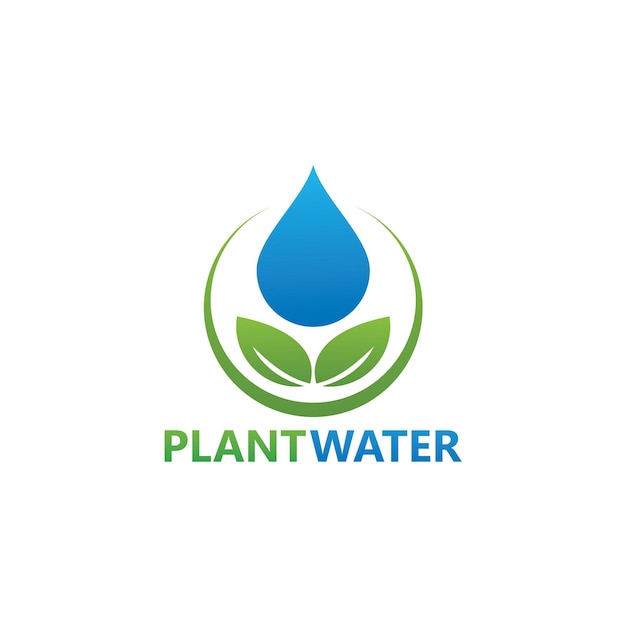 植物の水のロゴのテンプレートデザイン