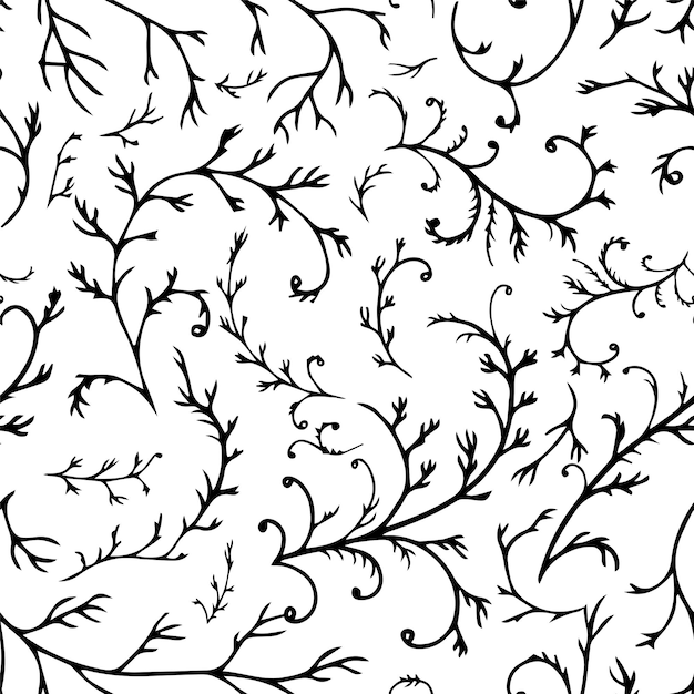 Vector plant with branches and foliage seamless pattern vector