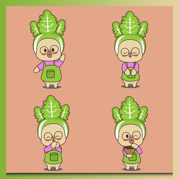 Plantaardige mascotte vector ontwerpset