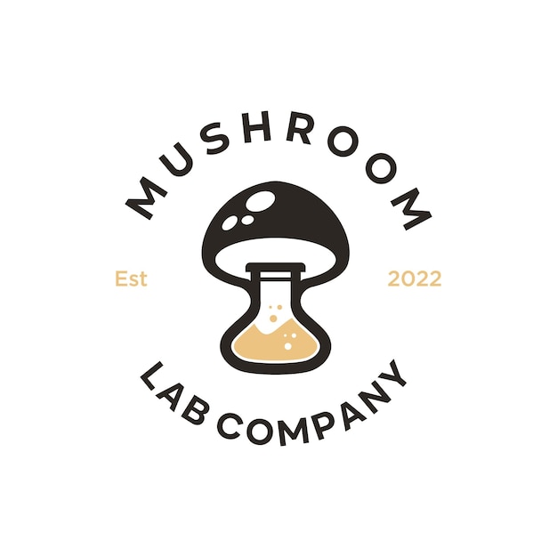 Plantaardige paddenstoel logo ontwerp vector en vintage