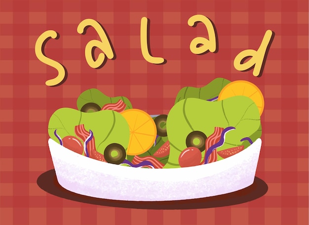 Vector plantaardige salade tekening illustratie