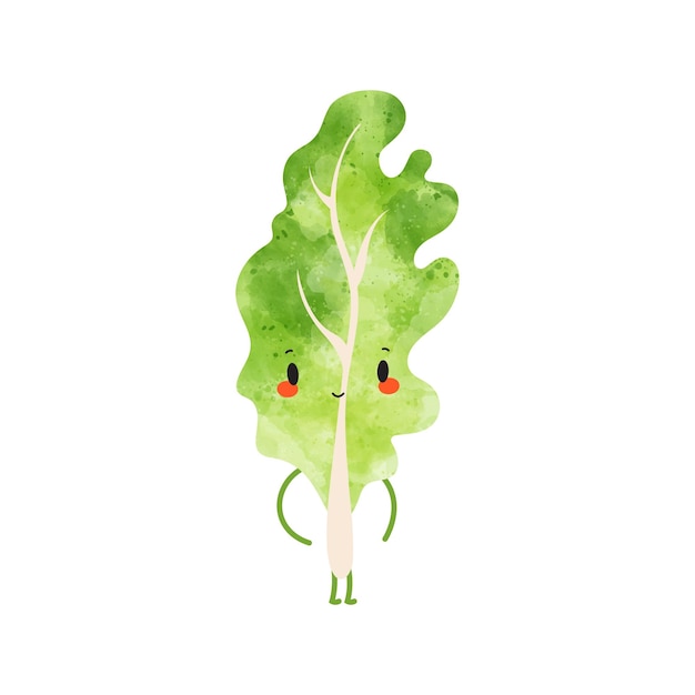 Plantaardige schattige karakters Groene mosterdsticker