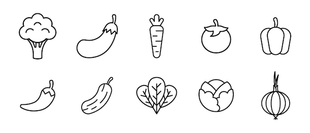 Plantaardige Vector Icon Illustratie Collectie