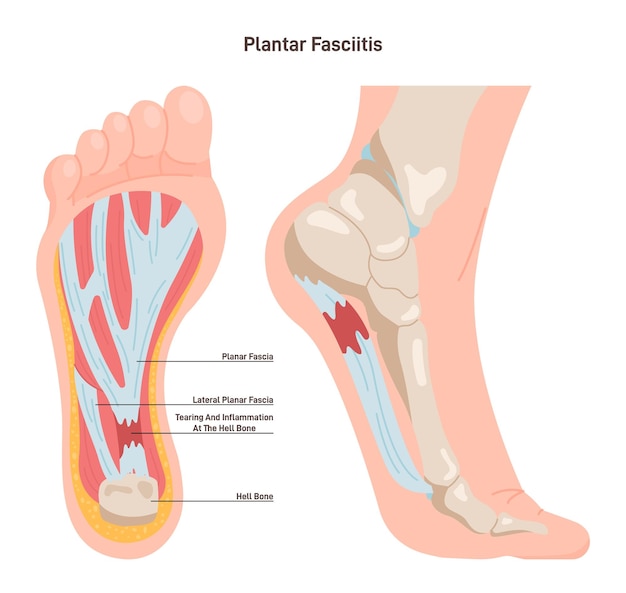 Vector plantaire fasciitis plantaire fascia-ontsteking of -scheuring aandoening