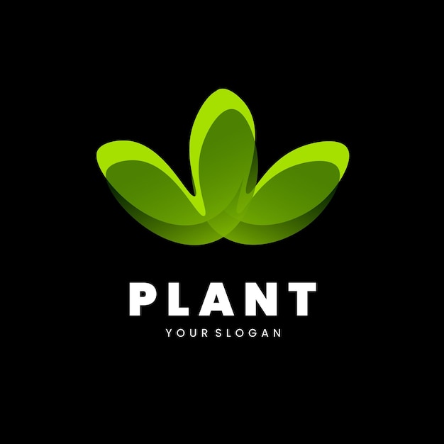 plantembleem. groen plantenlogo. groen kleurverloop logo. groene bloem logo sjabloon. bloem. plant. plantkunde