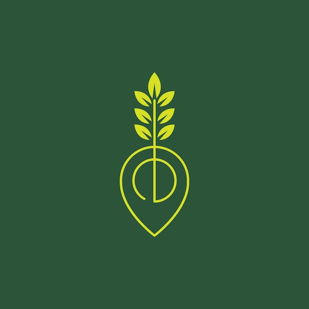 Plantengroei met pin-kaart locatie logo-ontwerp