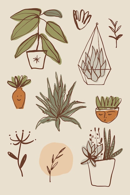 Plantenliefhebber stickers planten tuinieren gezellige bundel zomerelementen collectie