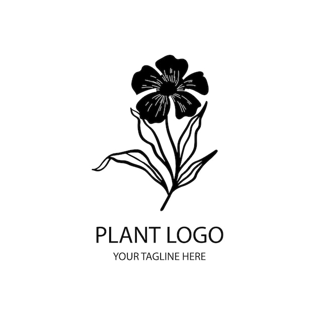 Plantensilhouet zwart-wit