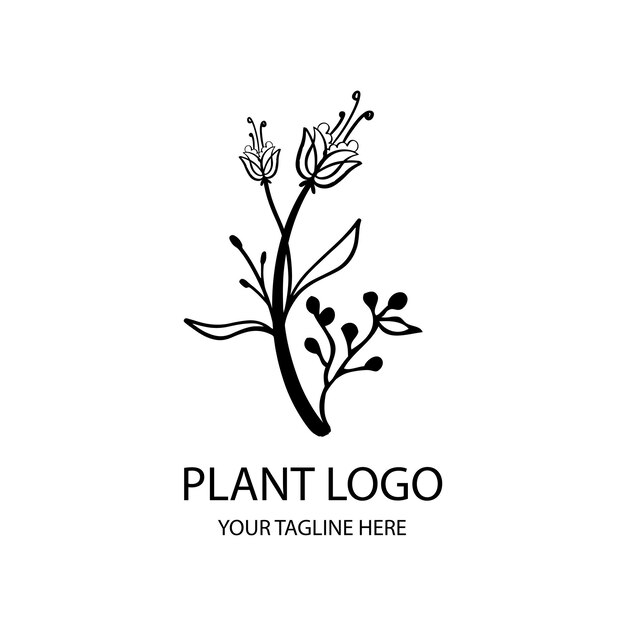 Plantensilhouet zwart-wit