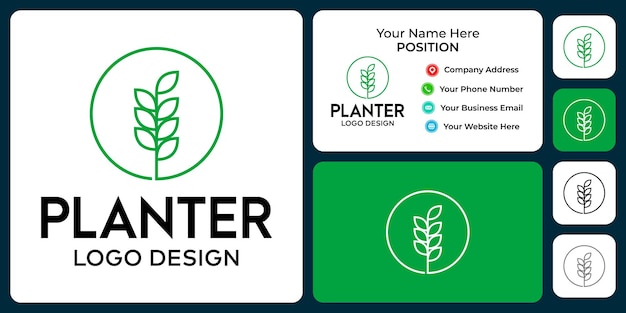 Planter cirkel logo-ontwerp met sjabloon voor visitekaartjes