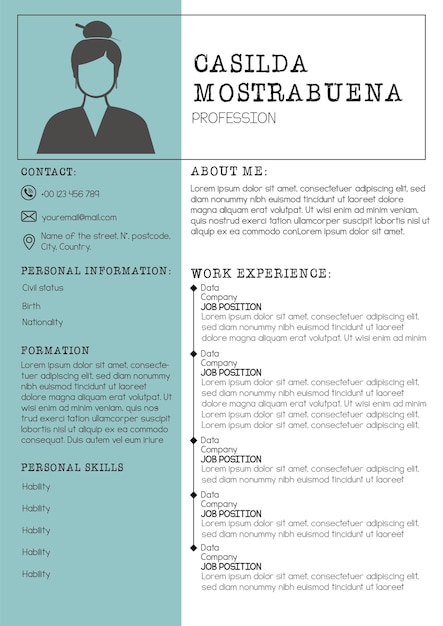 Plantilla de Curriculum Vitae, voor redactie.