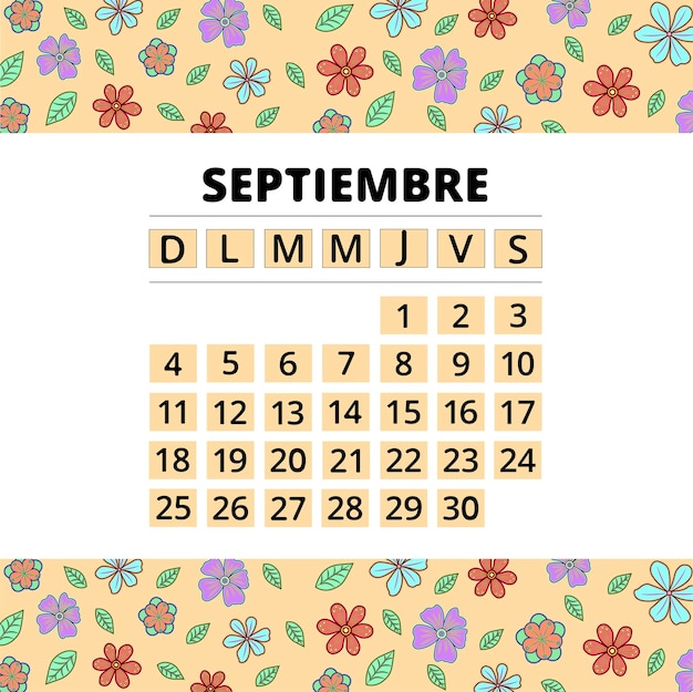 Plantilla del calendario correspondent al mes de septiembre del 2022