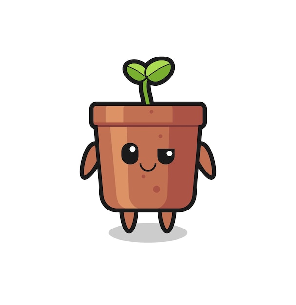 Vector plantpot cartoon met een arrogante uitdrukking, schattig stijlontwerp voor t-shirt, sticker, logo-element