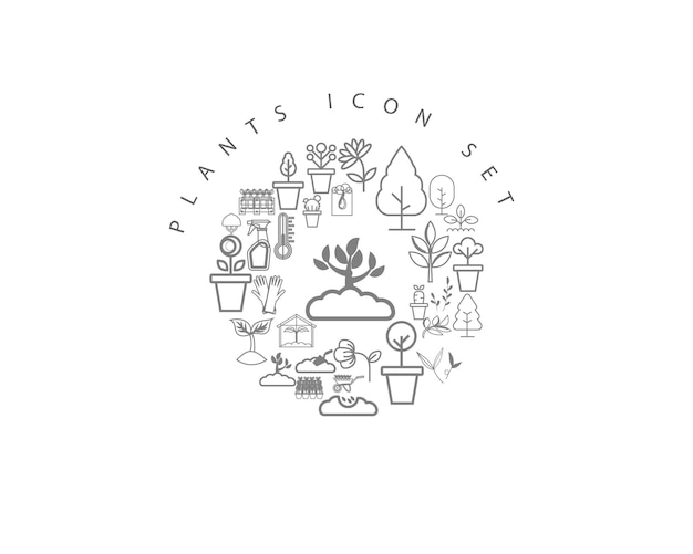 Vector plants icon set design