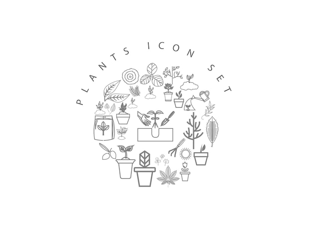 Plants icon set design