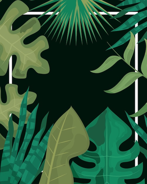 Vector plants leaves collage