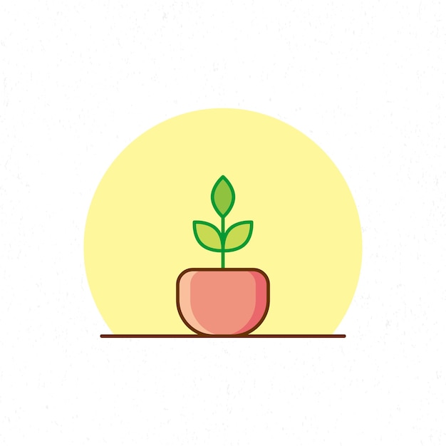 Plants in pot flat design