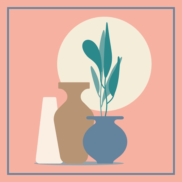 Plants in the pots Vector vase background