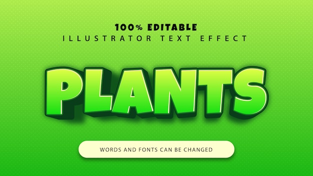 Эффект стиля текста растений, редактируемый текст