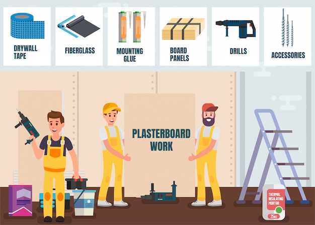 Vector plasterboard work service online store