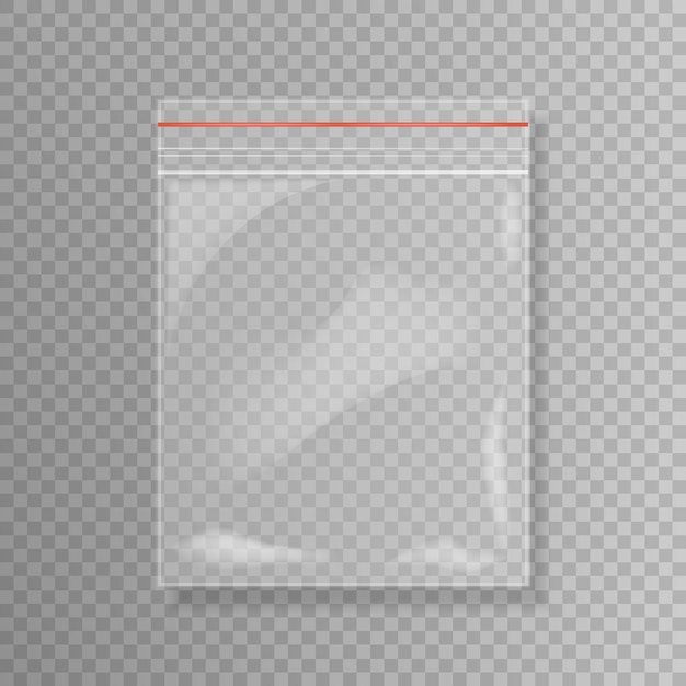 Vector plastic bag icon transparent reality background vector illustration