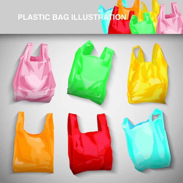 Vector plastic bag illustration set