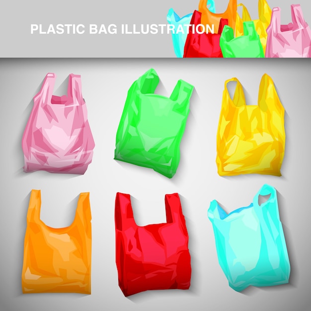 Plastic bag illustration set