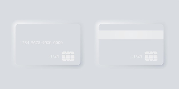 Vector plastic bank credit card templates in neumorphic design style