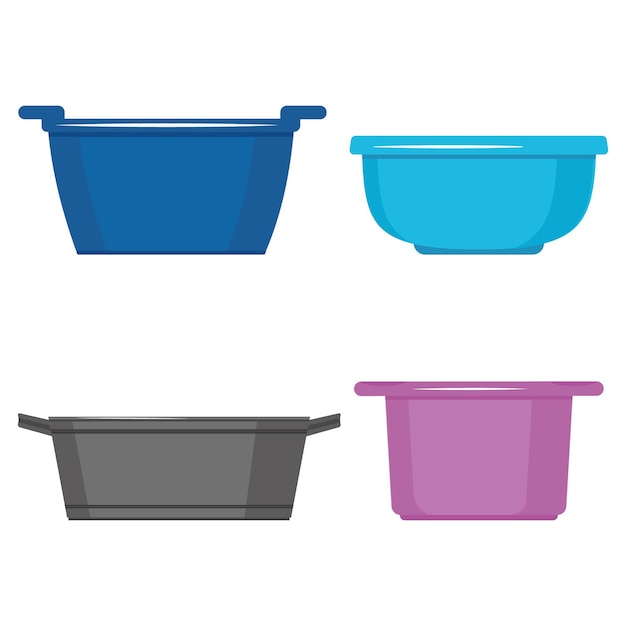 Plastic basins for cleaning.