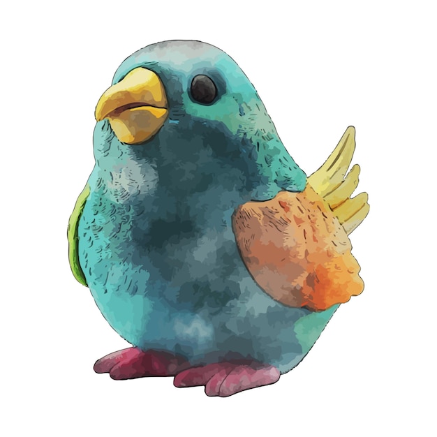 Plastic Bird Toy Watercolor vector Illustration