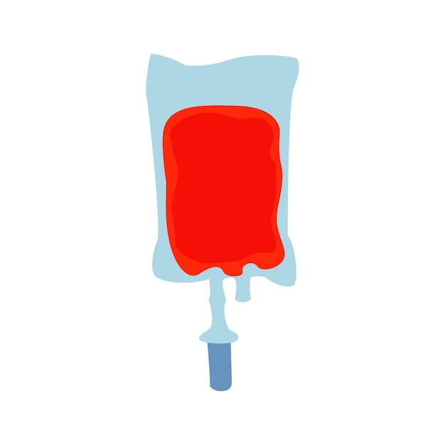 プラスチック製の血液バッグ フラット スタイルの血の概念ベクトル図を寄付します。