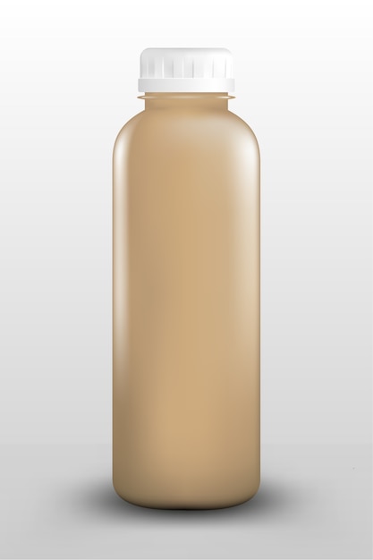 Vector plastic bottle cappucino mockup