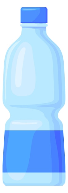 Icona del fumetto della bottiglia di plastica bere acqua pulita isolata su sfondo bianco